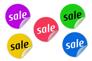 set of colored sale stickers