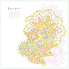 Floral Paisley vector design. Damask isolated motif.
