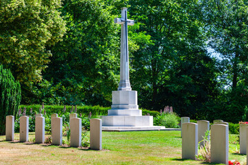 Ramparts Cemetery, Lille Gate, Ypres, Belgium.  Commonwealth War Graves Commission (CWGC) burial ground for the dead of the First World War, on the south side of the town of Ieper.