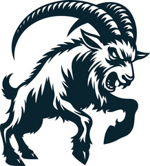 Angry Goat Silhouette Vector file. on white background