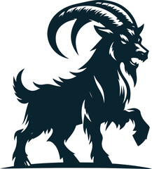 Angry Goat Silhouette Vector file. on white background