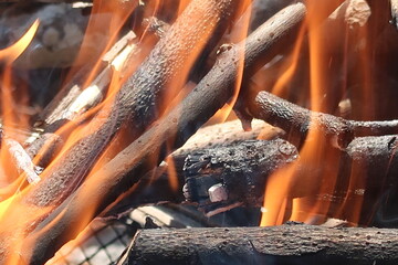 wood burning in a fireplace