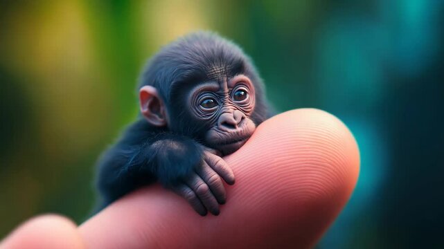Baby Gorilla Holding Finger Close Up