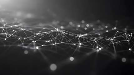 Obraz premium Abstract White Lines and Dots on a Black Background