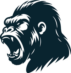 Angry Gorilla Silhouette Vector image. on white background