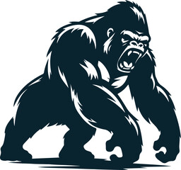 Angry Gorilla Silhouette Vector image. on white background