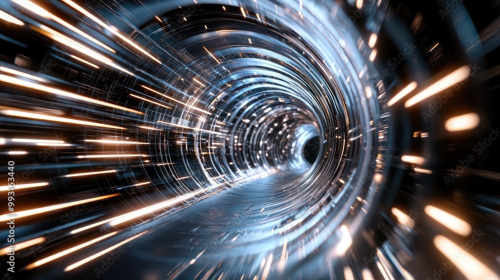 Poster dynamic tunnel of light with motion blur effect