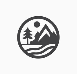 Black and white mountain logo vector illustration 