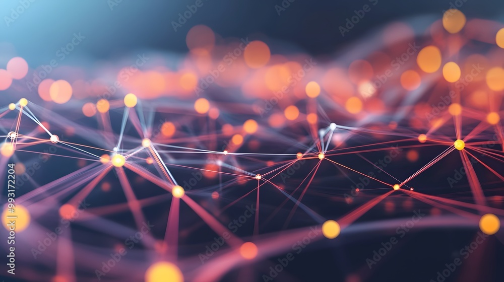Poster abstract network with glowing nodes and lines