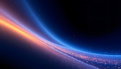 Fototapeta premium Blue to Gold Gradient with Shimmering Particles for Cosmic Atmosphere