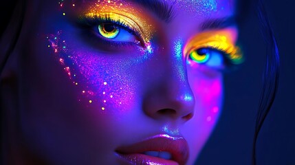 Neon Glow Illustration - Woman With Vibrant Makeup
