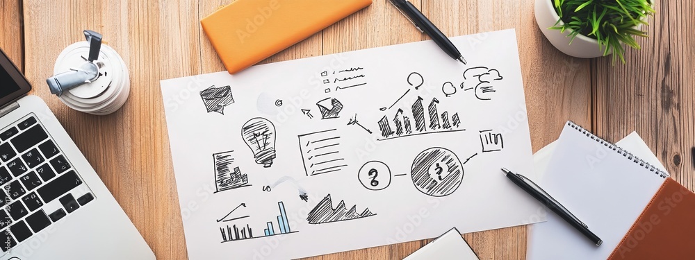 Aufkleber comprehensive business analysis and strategic planning with digital tools and data visualization
