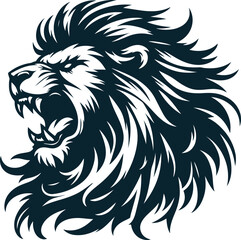 Angry lion Silhouette Vector file. on white background