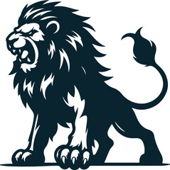Angry lion Silhouette Vector file. on white background