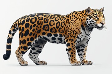 Fototapeta premium Detailed 3D rendering of a jaguar with realistic fur texture, AI Generation