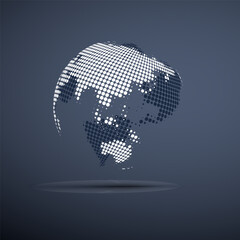 Naklejka premium Big Transparent Spotted Earth Globe Design - Global Business, Technology, Globalisation Concept, Vector Design Template - Grey Background