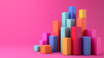 Fototapeta premium Geometric stacking structure of colorful blocks