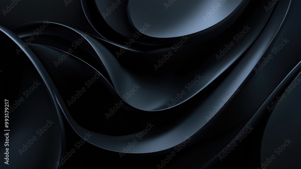 Poster abstract background featuring smooth matte geometric shapes in a black color palette