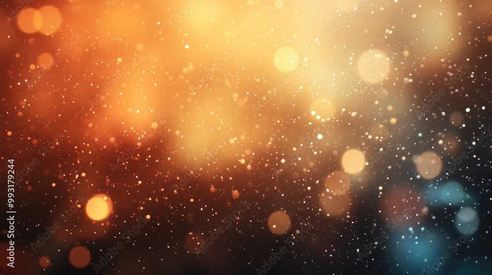 Poster a dynamic abstract bokeh backdrop showcasing a blend of warm and cool hues along with shimmering lig