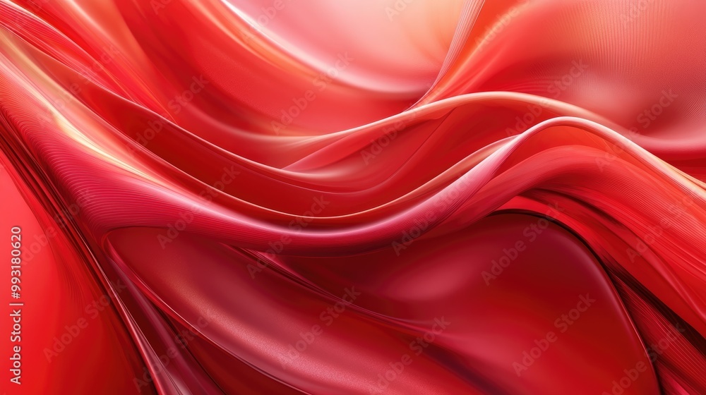 Poster abstract red wave design featuring smooth curves ideal for use in backgrounds wallpapers or innovati
