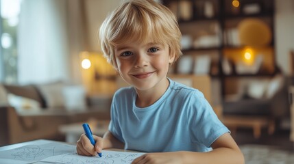The Happy Boy Drawing Creatively