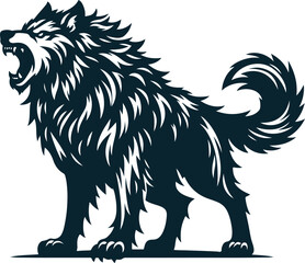 Angry wolf Silhouette Vector file. on white background