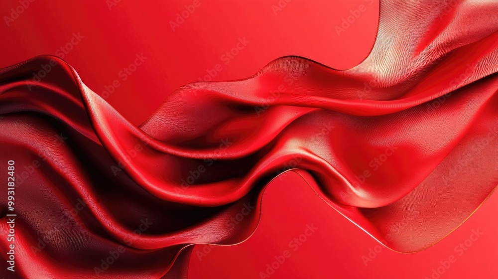 Poster abstract background featuring a 3d wave of red gradient silk fabric suitable for themes like celebra