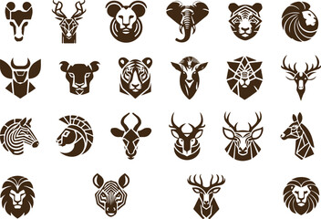 Animals logos collection. Animal black logo set. Geometrical abstract logos. Icon design