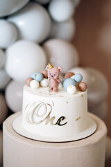 Birthday cake with a candle and the inscription 