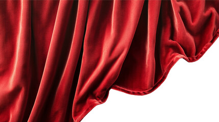 Red curtain with drapes isolated on a white background
