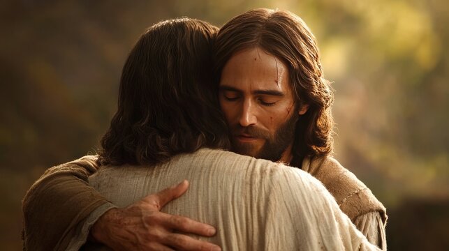 A heartwarming depiction of jesus christ embracing humanity with love and compassion