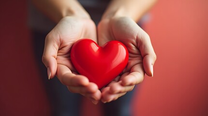 Obraz premium Woman holding red heart in hands