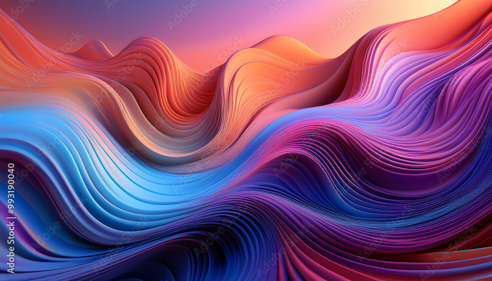 Poster abstract colorful waves in dynamic motion with a vibrant gradient.
