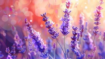 Beautiful bright abstract lavender flowers
