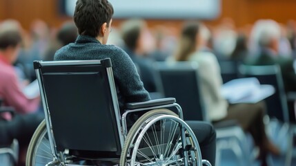 A disabled person advocating for themselves in a public forum, powerful and inspiring