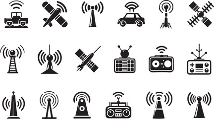 Antenna icons set. Simple set of Antenna vector icons for web design on white background