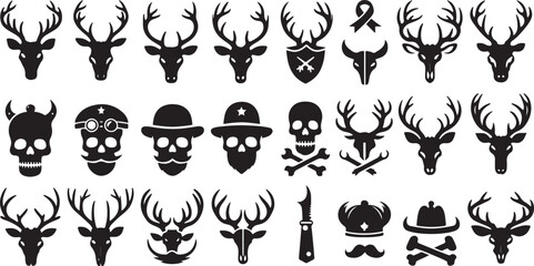 antlers icons set. Simple set of antlers vector icons for web design on white background