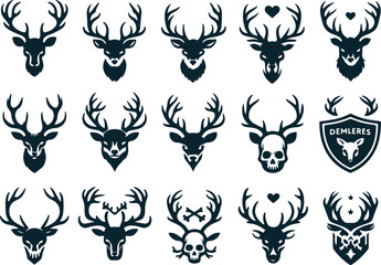 antlers icons set. Simple set of antlers vector icons for web design on white background