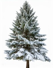 Obraz premium Fir Tree with Snow-Covered Branches isolated in white