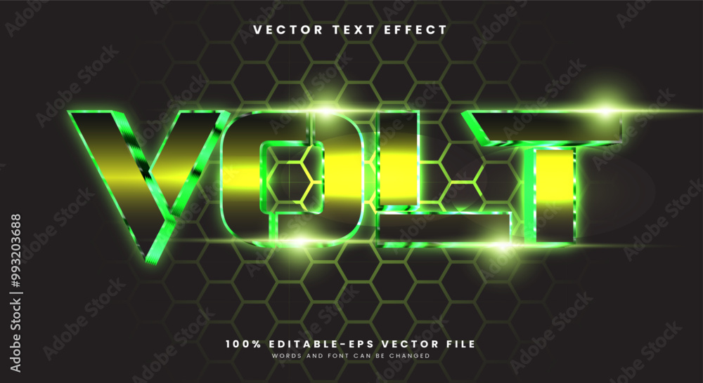 Poster volt flash lightning 3d editable text effect template with background design