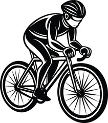 Silhouette of  Cycling sports, vector illustration on white background.