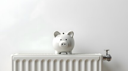 Piggy Bank on Radiator Saving Energy