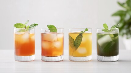 Fototapeta premium Refreshing Summer Drinks in Stylish Glasses