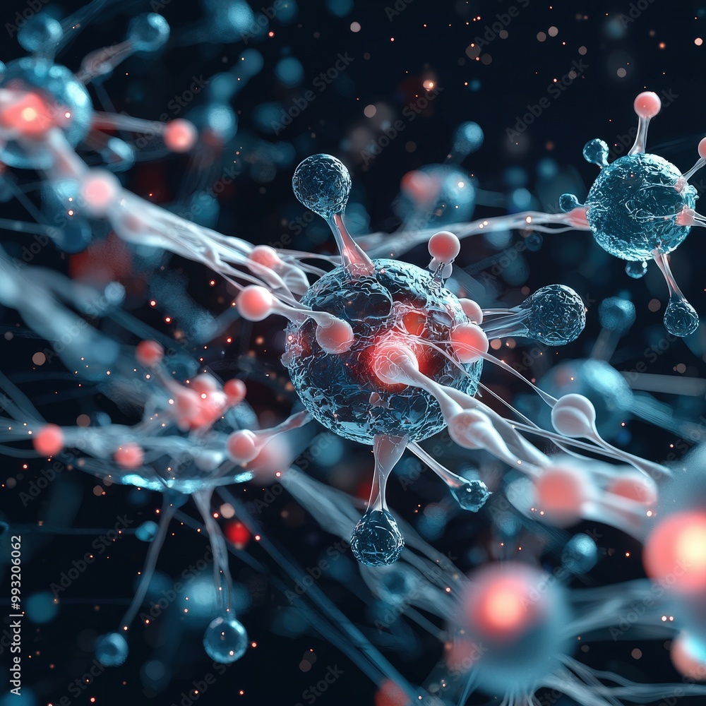 Poster a 3d rendering of epicatechin molecules interacting with tissues for faster recovery