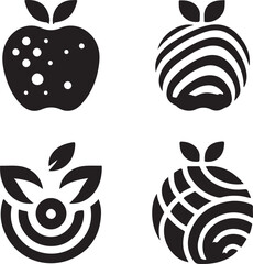 Apple logos collection. Apple black logo set. Geometrical abstract logos. Icon design