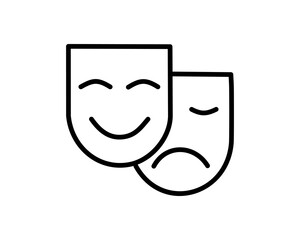 Comedy and Tragedy Masks. Masquerade Mask, Comic and Tragic Vector Icon for Theater or Carnival.
