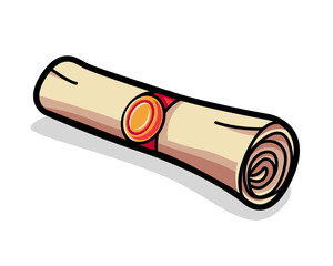 Graduation degree diploma of university, college, school, education certificate. Vintage scroll of document or roll letter manuscript.