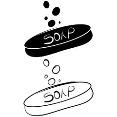Soap in foam cartoon vektor and hand drawn illustration. Isolated on white background. Transparent objects used for lights and shadows drawing. Great for poster, web, logo, decoration, icon,