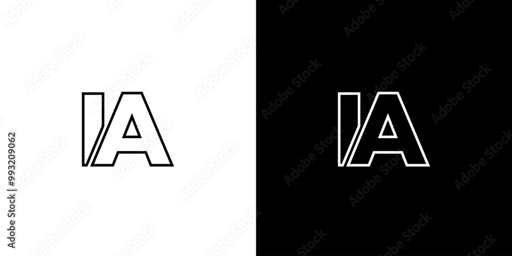 Poster letter i and a, ia logo design template. minimal monogram initial based logotype.
