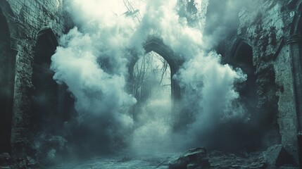 Smoke billows outward from a central point, creating an ethereal and dramatic effect. Ideal for Halloween or other spooky settings, this atmospheric smoke adds depth and intrigue to any visual.